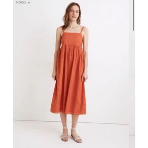 Madewell Orange Eyelet Summertime Cami Midi Dress Women's S Coastal Boho Resort